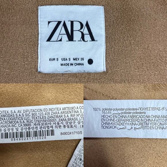 Zara Faux Fur Long Teddy Sherpa Jacket Coat Natural Beige Size Small 8490/241 - Picture 15 of 16